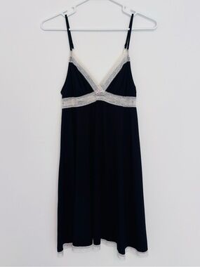 Victoria's Secret Slip Babydoll Dress Nightgown Black Lace Coquette Romantic